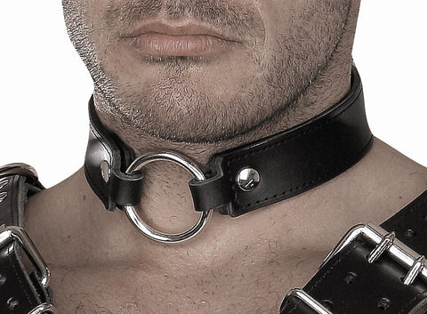 Leather Collar, O-Ring, Adjustable