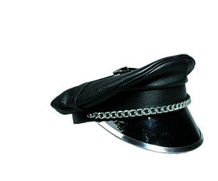 Leather Cap Top buckle Chain Metal-lined PVC brim.