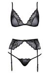 Black, Silver and Gold 3 Piece Lingerie Set