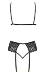 Black, Silver and Gold 3 Piece Lingerie Set