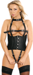 Leather Corset, Lace Up Back, Multi-Strap Front & Crotch
