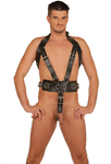 Black Leather Harness, D-Ring Belt & Cock Ring