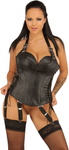 Leather Full Breast Corset, Side Laces, Back Zipper, Attached Garters