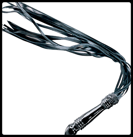 Black Leather Flogger, Smothed & Shaped Latex Handle