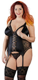 Basque made out of powernet and lace, removable cups