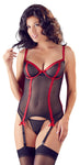 Black with Red Mesh Basque