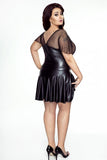 Wetlook Frill Dress with Transparent Top