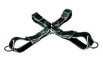 Black & White Leather Chest Harness, D-Rings, Buckles