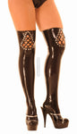Thigh High Stocking, Criss-Cross cut out, Studded