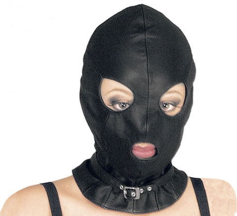 Leather Basic Hood with Round Eyes & Mouth, Buckled Neck