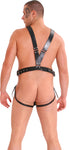 Black Leather Harness, Snap On Cock Restraint