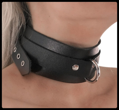 Leather Collar, D-Ring, Buckle