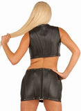 Black Leather Skirt, Back Zipper, Adjustable Buckles
