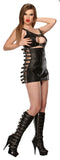 Leather Top, Adjustable Straps, Peek-A-Boo Front