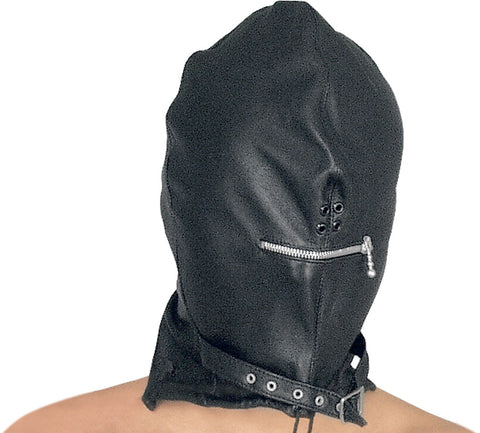 Leather Mask Mouth Zipper Drawstring Neck