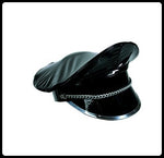 Black PVC Cap with Chain and Metal Brim