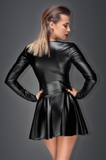 Powerwetlook long sleeve minidress with corset