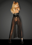 Powerwetlook with tulle long dress with rocky eyeletes GUN