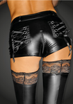 Powerwetlook shorts with 2- way zipper and back pockets with lacing SELFISH