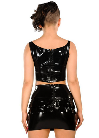 Sexy Women Black Latex Mini Skirt MIDI on-Line Knee Length Skirt Empire  Skirt - China Latex Catsuit and Latex Underwear price