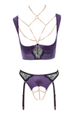 Abierta Fina Purple Shelf Bra and Suspender Set