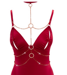Abierta Fina Red Crotchless Basque Set