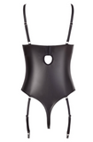 Abierta Fina Demi Cup Basque with Open Crotch and Rhinestones