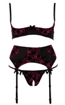 Abierta Fina Black and Berry Flocked Set