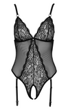 Powernet and Lace Teddy with Suspender Straps