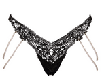 Lace Thong with Pearl Chains