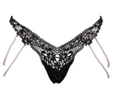Lace Thong with Pearl Chains