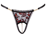 Crotchless Red and Black Thong with Pearls