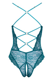 Teal Lace Crotchless Body