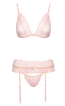 Kissable Soft Pink 3 Piece Lingerie Set