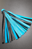 Black and Turquoise Bull Leather Flogger