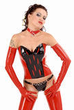 Heavy Latex Corset, Contrasting Colors, Lace-Up Back
