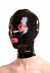 Latex Hood with Open Eyes & Mouth, Contrasting Colors with Zipper