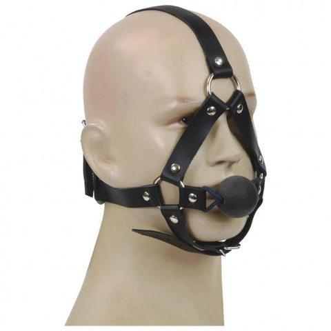Black Silicone 47mm Ball Gag with Headstrap
