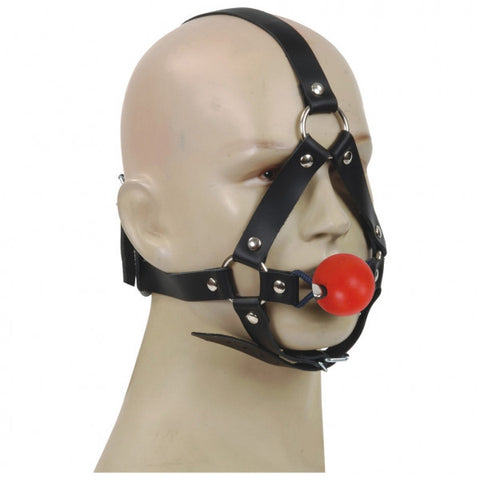 Red Silicone 40mm Ball Gag with Headstrap