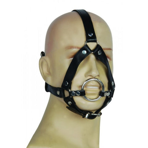 Silver Ring 50mm Open Gag with Headstrap