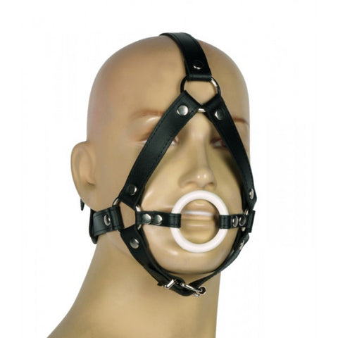 White Ring 55mm Open Gag with Headstrap