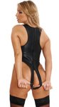 Smooth Leather Teddy, Open Breasts & Crotch